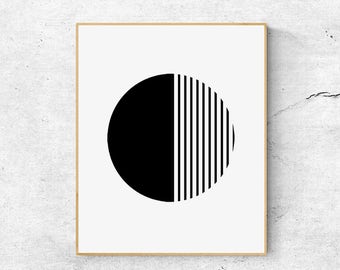 Black and white Print, Scandinavian print, Geometric wall art print, Large wall art printable, Geometric print, Scandinavian modern art