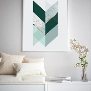 Printable Geometric Wall Art Prints, Abstract Digital Download Art, Large Poster Print, Minimalist Wall Art, Green Prints Instant Download image 10