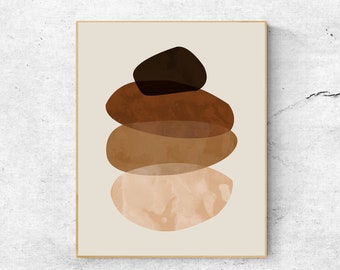 Mid Century Modern Print: Earth Tone Stone Art (Digital Download)