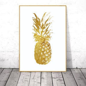 Gold Wall Décor for Bathroom, Printable Wall Art, Botanical Print ...