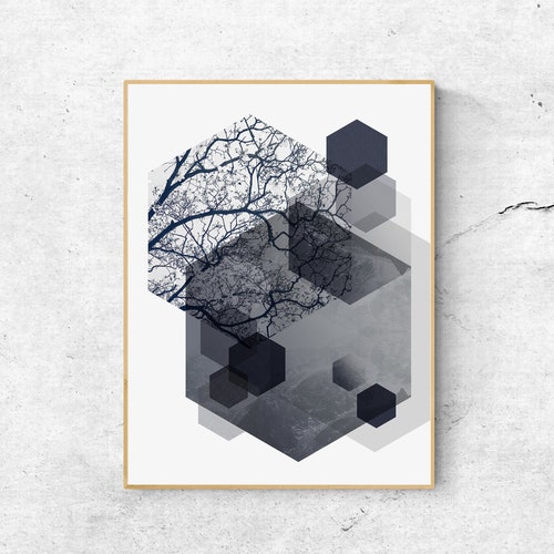 Geometric Abstract Black and White Printable Wall Art Print | Etsy