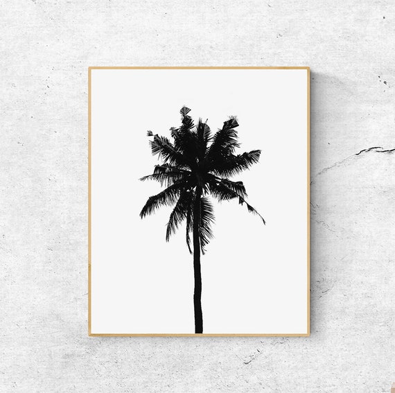 Palm Tree Print Black And White Digital Download Art Etsy