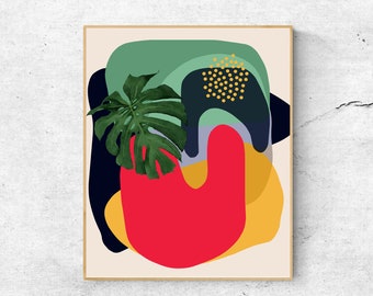 Colorful Mid Century Modern Wall Art Prints, Abstract Digital Download Boho Home Decor