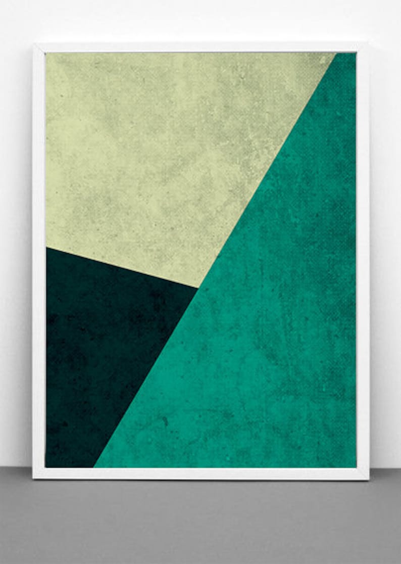 Green Wall Art Abstract Art Prints Geometric Wall Art Large Etsy