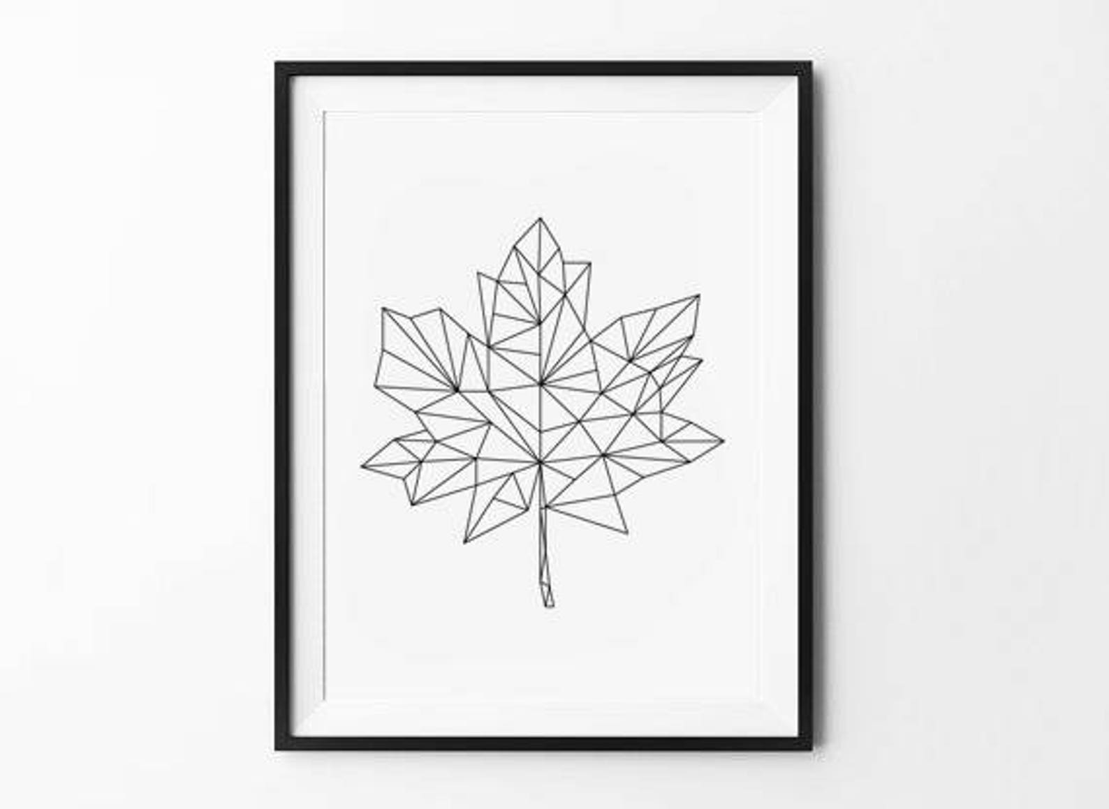 Maple Leaf Art Maple Leaf Wall Art Prints Geometric Nursery Etsy