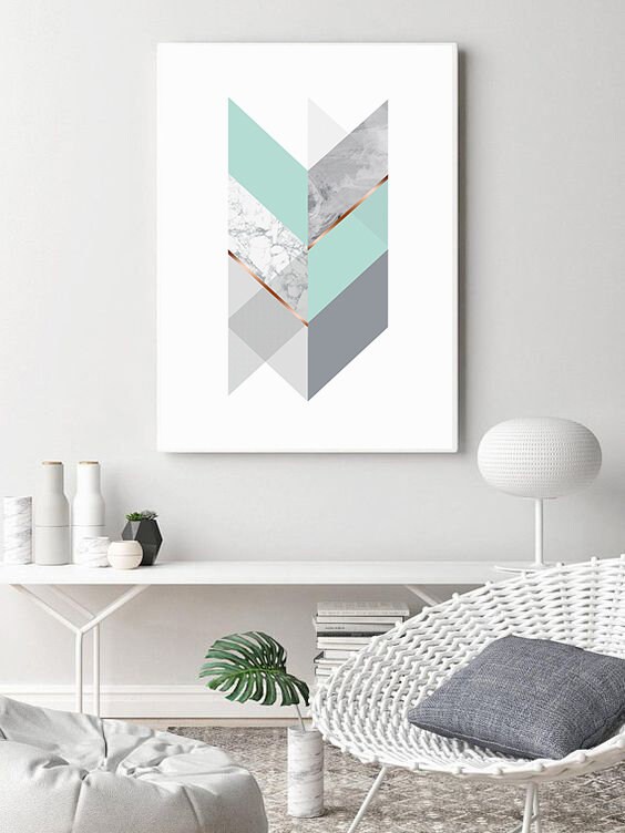 Modern Minimalist Wall Art Large Abstract Print Mint Green - Etsy