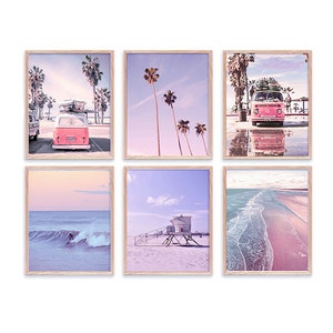 Tropical Beach Prints Set: Surf Van, Palm Trees (Digital Download)
