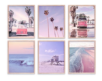 Tropical Beach Prints Set: Surf Van, Palm Trees (Digital Download)