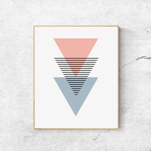 Blush Pink Wall Art Prints, Minimalist Geometric Printable Poster ...