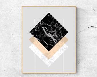 Geometric Marble Wall Art: Modern Abstract Print (Digital Download)