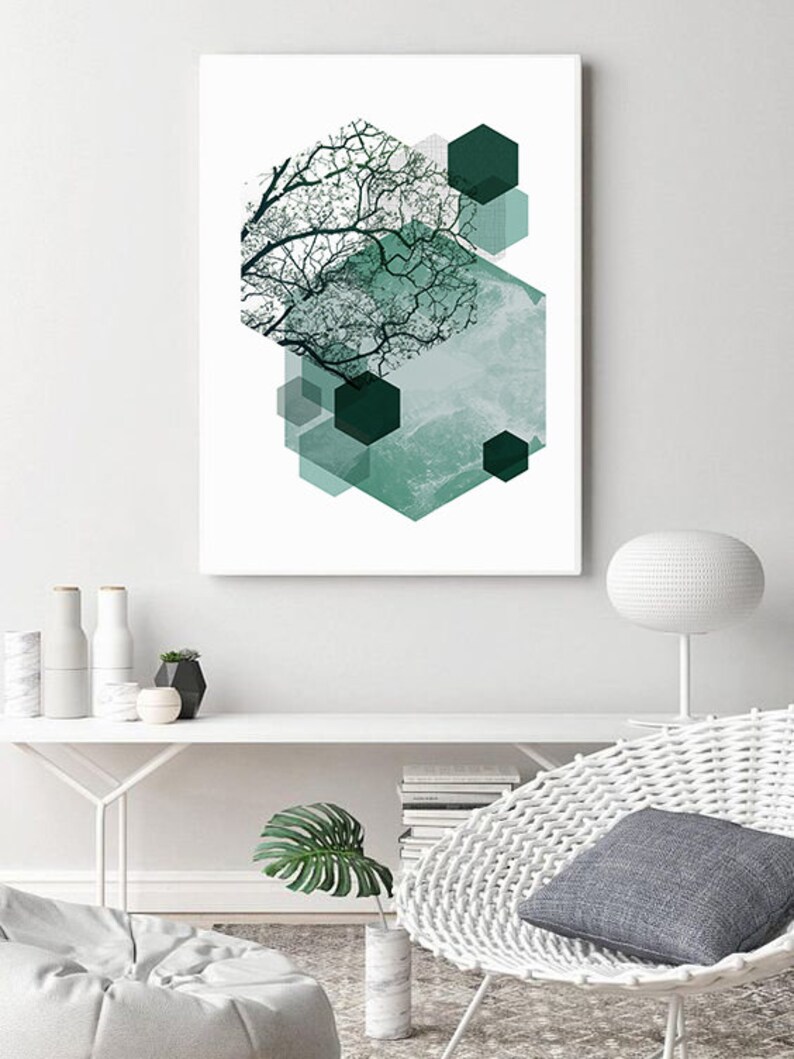 Mint Green Wall Art Modern Geometric Bright Abstract Wall Art Etsy