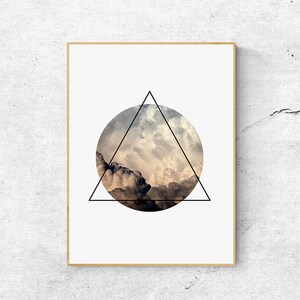 Geometric Cloudscape Art Print: Modern Minimalist Poster (Digital Download)