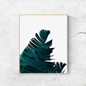 Palmenblattdruck, Bananenblattdruck, Botanischer Druck, Palmenblattdruck, druckbare Wandkunst, große Wandkunst, tropisches Blattdruck