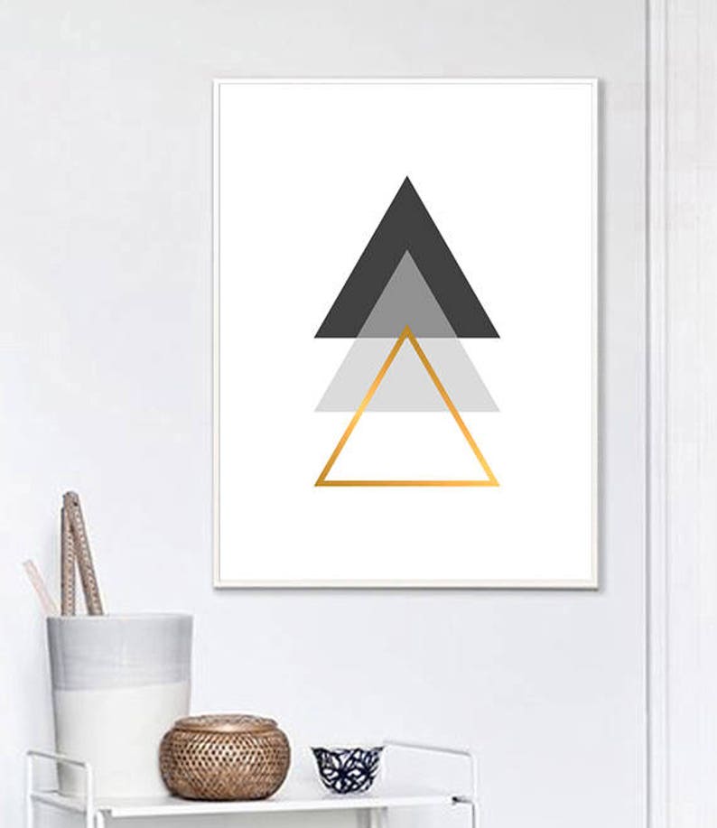 Minimalist Geometric Large Wall Art Prints Gold Abstract Etsy