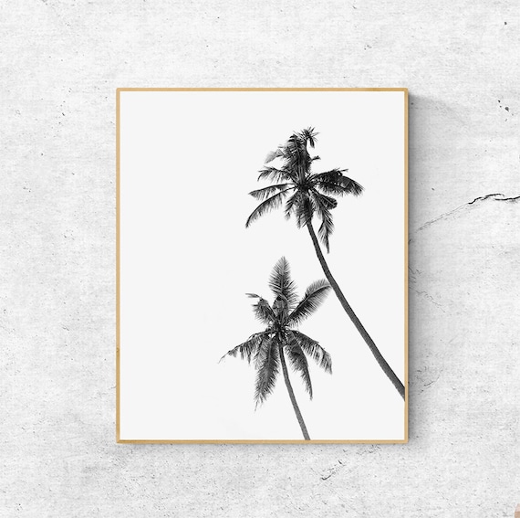 Black and White Palm Tree Print: Minimalist Scandinavian Wall Art (Digital Download)