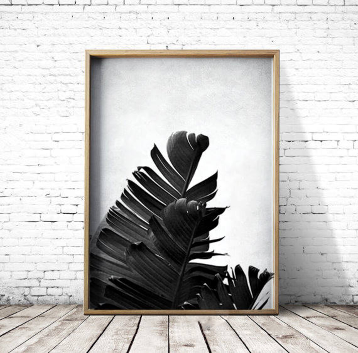 Black and White Palm Leaf Print: Tropical Wall Art (instant Download ...