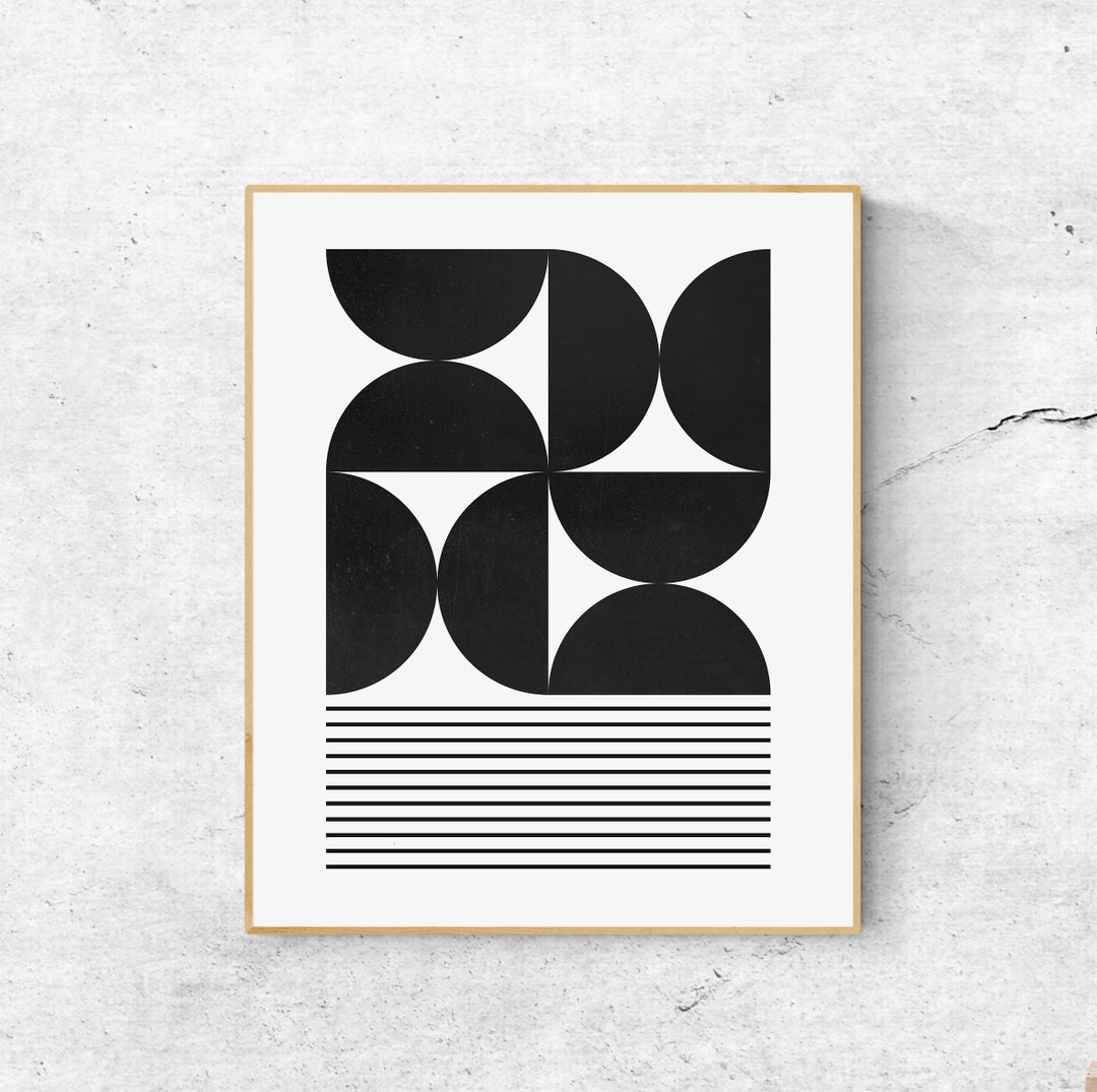 Minimalist Black and White Digital Prints for Mid Century Decor ...