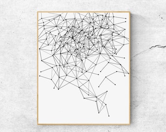 Lámina artística de líneas geométricas: Decoración minimalista escandinava (descarga digital)