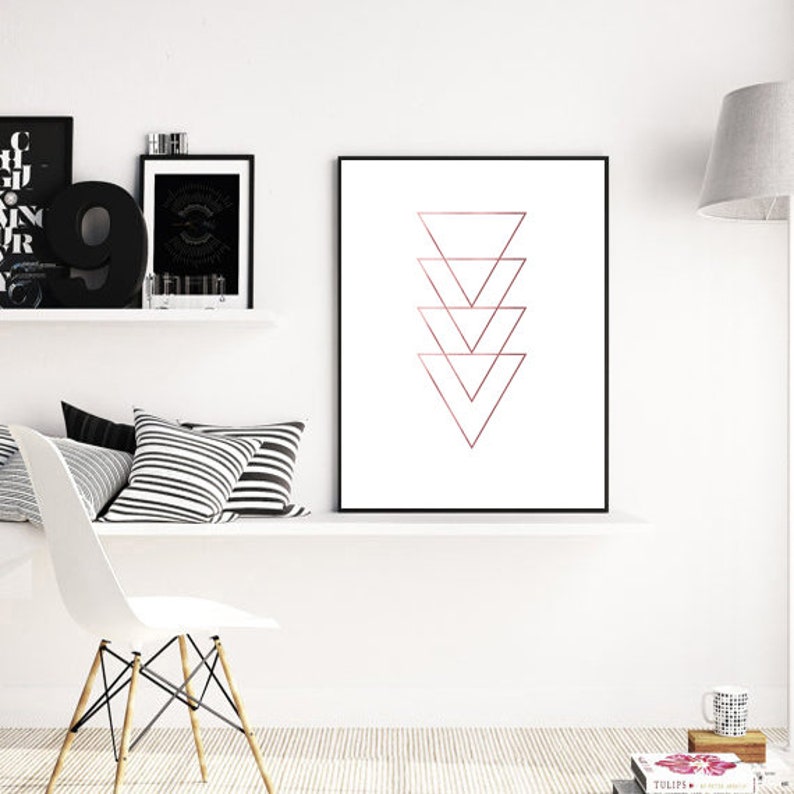 Printable Rose Gold Geometric Wall Art Prints Minimalist Etsy