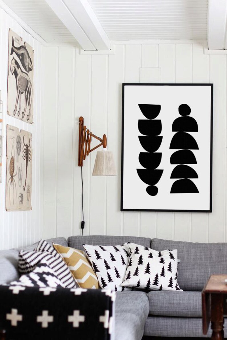 Black and White Scandinavian Art Abstract Art Scandinavian Etsy