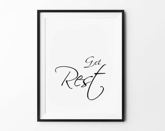 Funny Bathroom Art Print: 'Get Rest' Typography