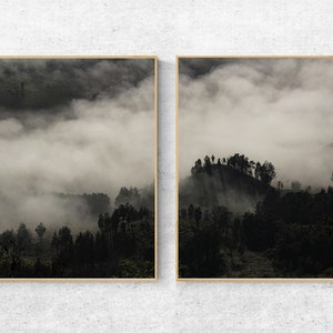 Foggy Forest Landscape Print Set: Black and White Photography (Digital Download)