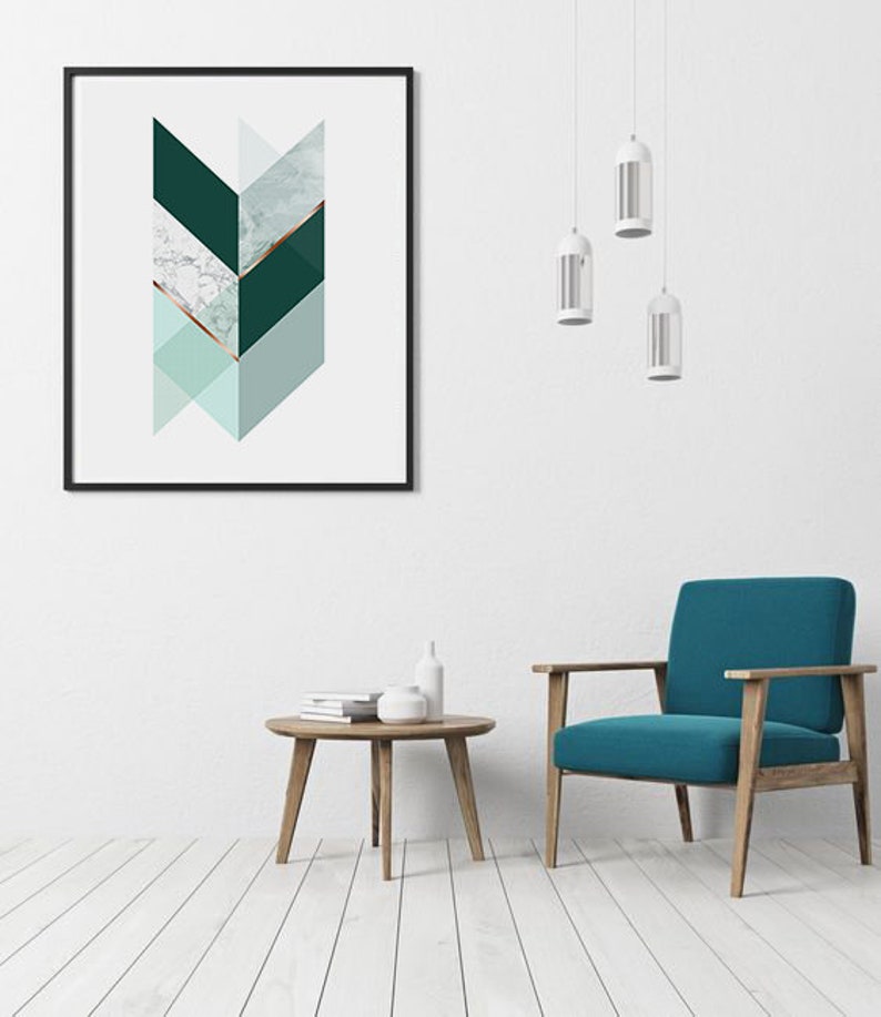 Printable Geometric Wall Art Prints, Abstract Digital Download Art, Large Poster Print, Minimalist Wall Art, Green Prints Instant Download image 7