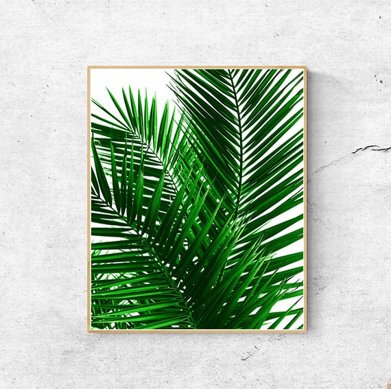 Wall art print Palm leaf decor Watercolor print Printable art Leaf print Black and white art Botanical prints Palm tree print