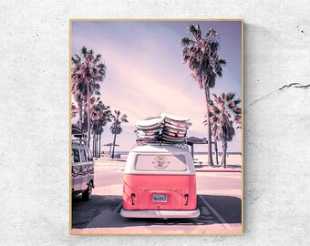 Combi Van Print, Beach Print, Tropical Wall Art Print, Beach Decor, Beach Wall Art, Summer Print, Palm Tree Print, Photography Poster Print