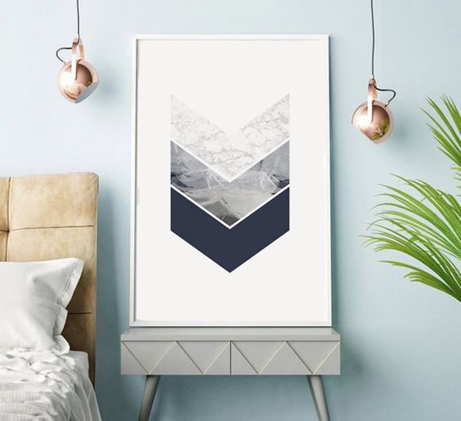 Blue and Grey Wall Art Prints Downloadable Art Prints Navy Etsy