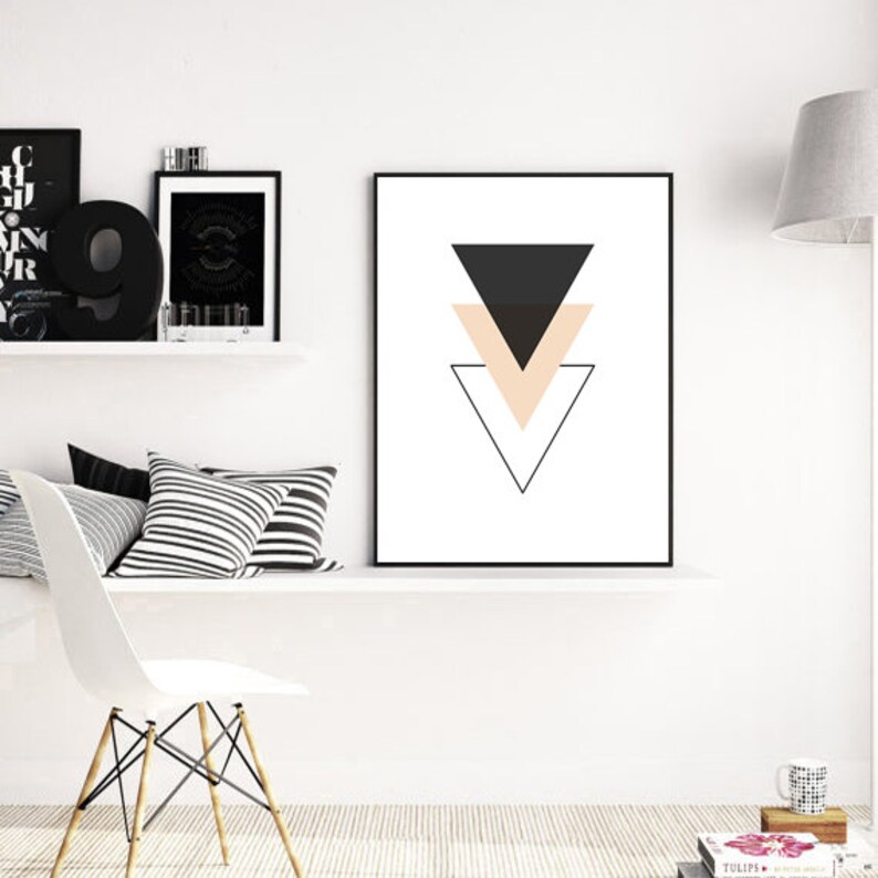 Scandinavian print Geometric wall art prints Large abstract Etsy