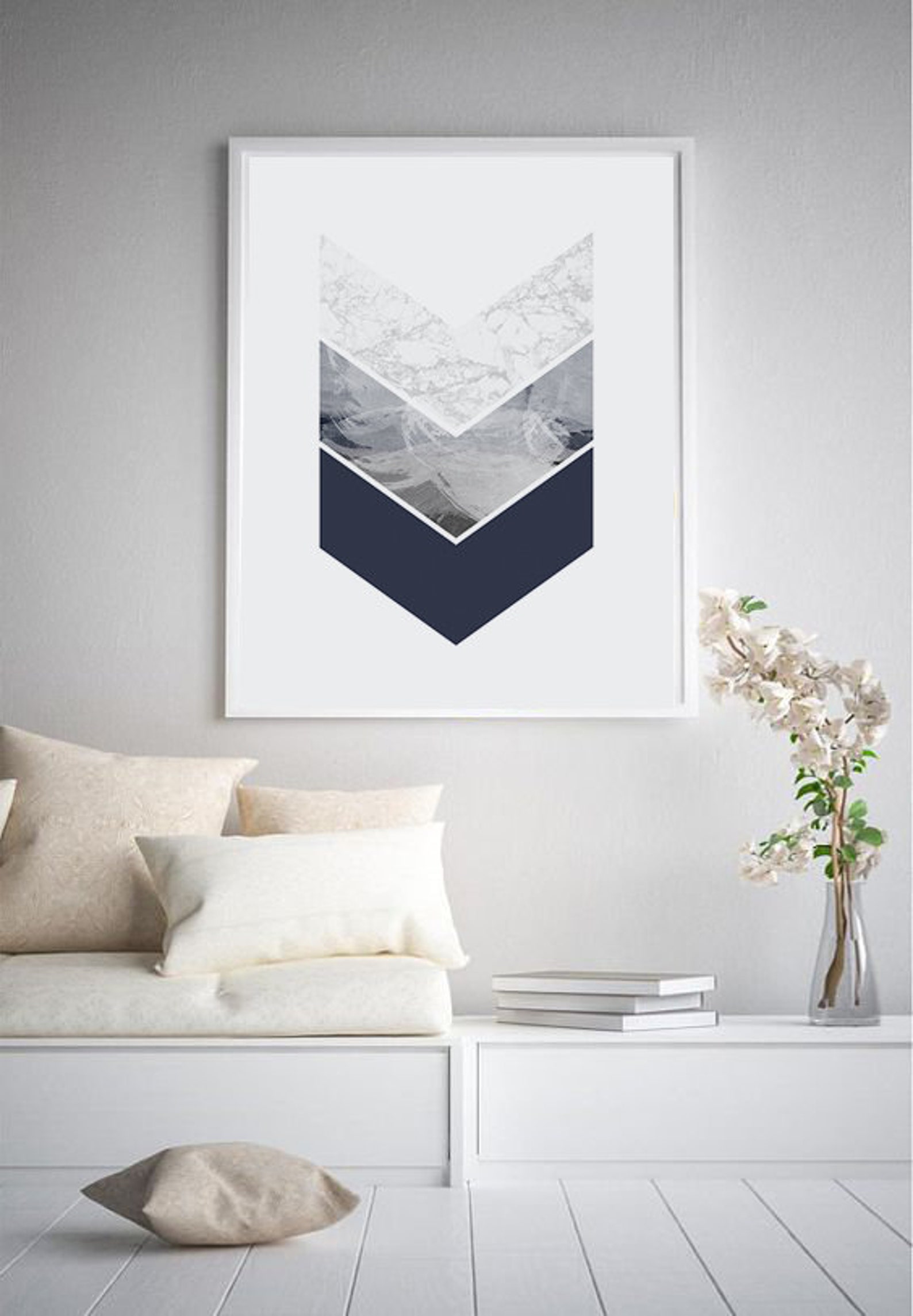 Blue and Grey Wall Art Prints Downloadable Art Prints Navy Etsy
