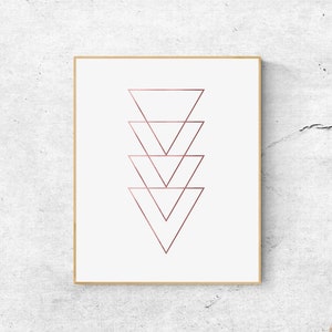 Printable Rose Gold Geometric Wall Art Prints, Minimalist Digital Download Abstract Poster For Living Room, Bedroom And Nursery Decor