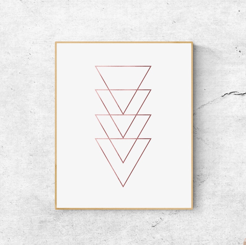 Printable Rose Gold Geometric Wall Art Prints Minimalist Etsy