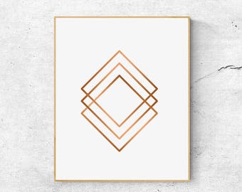 Copper Geometric Print: Minimalist Abstract Wall Art (Digital Download)