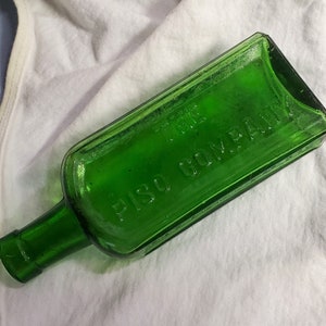 Antique Bottle The PISO Company | Hazeltine & Co. Green Glass VTG 1900's Medicine Bottle ETSY | @ sylcameojewelsstore