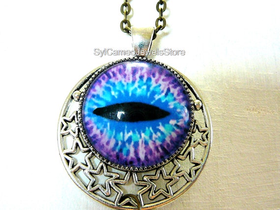 Fun Glass Eye Jewelry Purple And Blue Eyeball Necklace Owl - Glass Eye Pendant Fun Glass Eye Jewelry Purple And Blue Eyeball Necklace Owl - Glass Eye Pendant