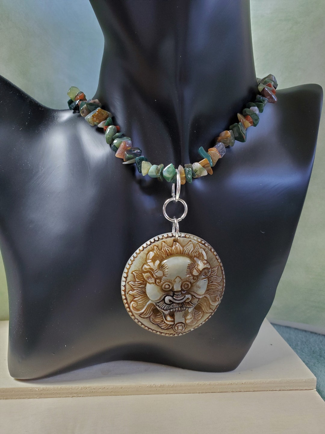 Jade Glass Jade Stone Handcrafted Carved/etched Pendant Etsy