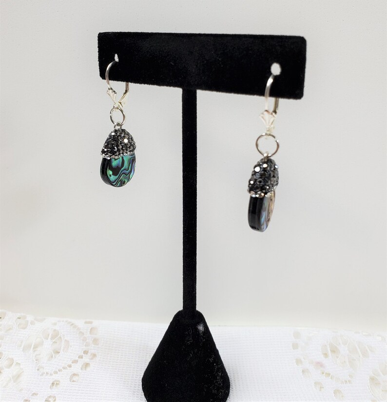 Earrings Abalone Shell Drop Earrings .925 Sterling Silver Lever Backs ...
