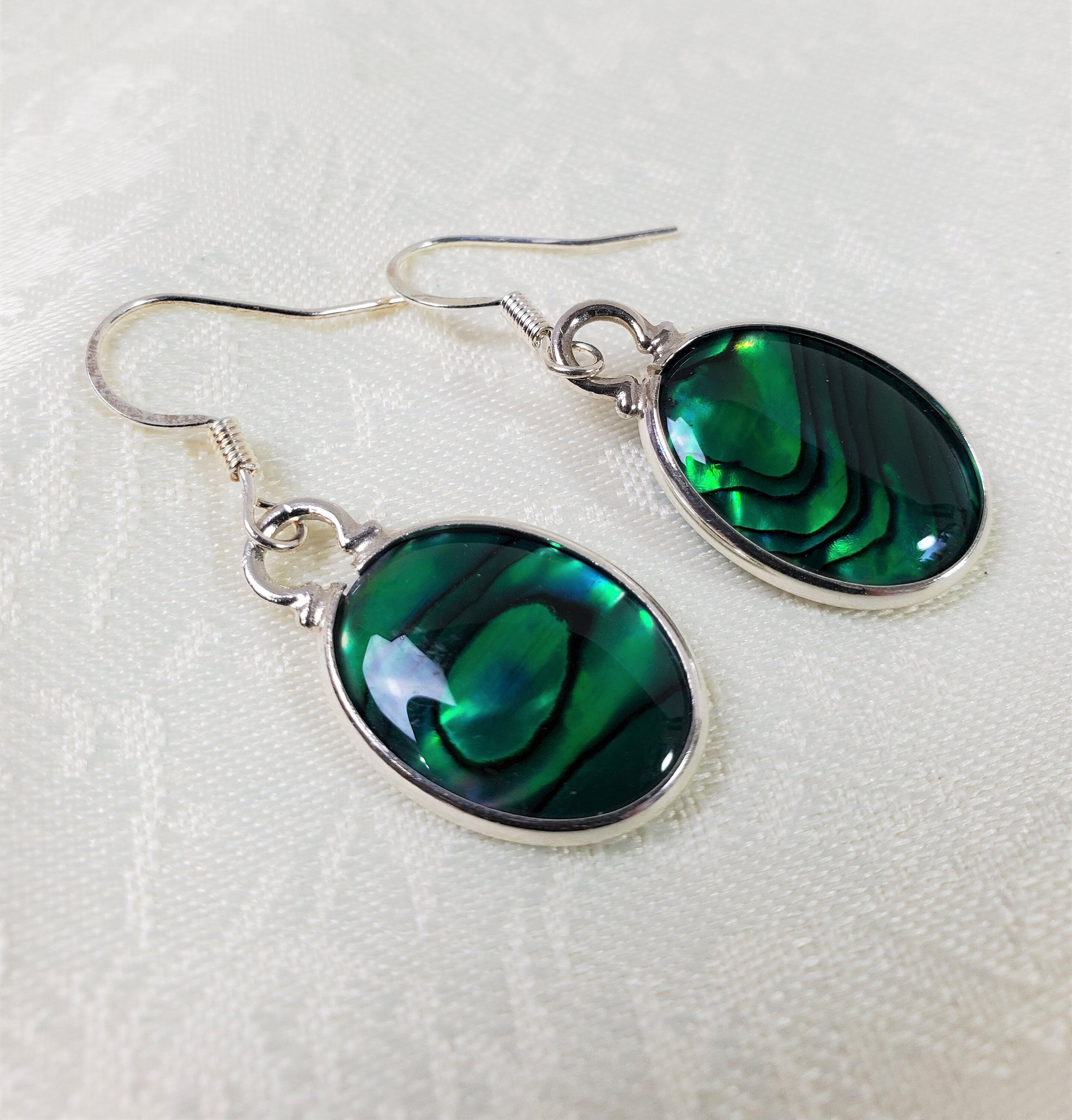 Sterling Silver Teardrop Abalone Shell Earrings Vintage Wedding Engagement Anniversary Beautiful Everyday Minimalist Cute