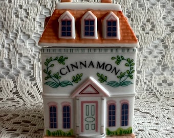 LENNOX SPICE VILLAGE Cinnamon House with Orange Roof Rare White Porcelain 1989 Spice Village Collection Item Collector Gift