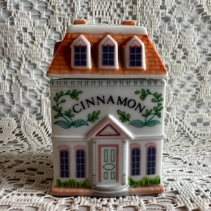 LENNOX SPICE VILLAGE Cinnamon House with Orange Roof Rare White Porcelain 1989 Spice Village Collection Item Collector Gift image 1