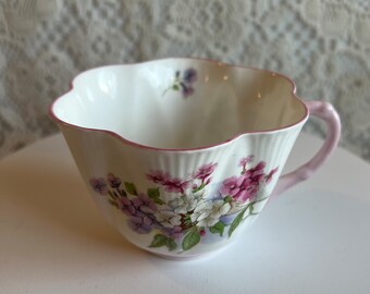 SHELLEY STOCKS TEACUP Rare Dainty Stocks Pattern 13426 Orphan Fine Bone China England Fluted Ex Cond Vintage Country Cottage Core Decor Gift