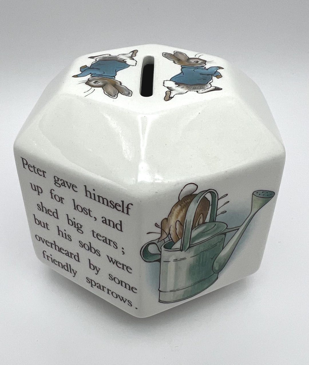 WEDGWOOD PETER RABBIT Money Holder Beatrix Potter China Coin Bank Baby ...
