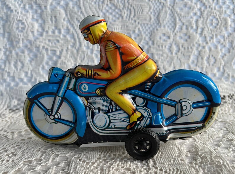 Wj Joseph Wagner Moto a Friction En Tole Jouet Ancien Toy Western