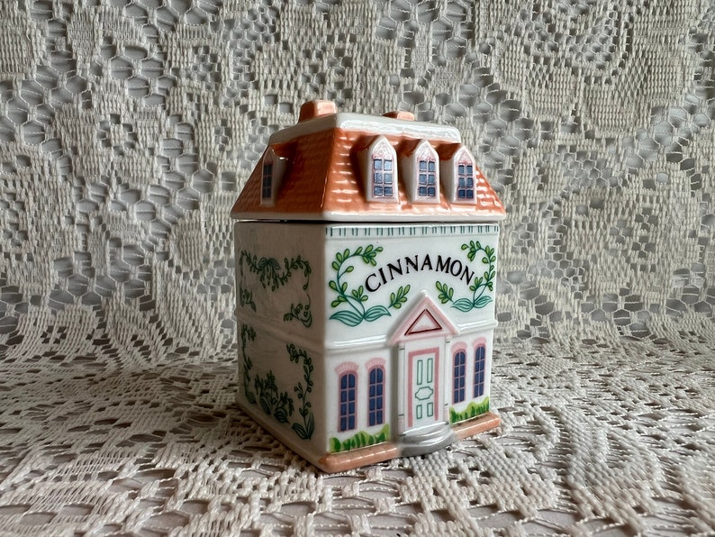 LENNOX SPICE VILLAGE Cinnamon House with Orange Roof Rare White Porcelain 1989 Spice Village Collection Item Collector Gift image 2