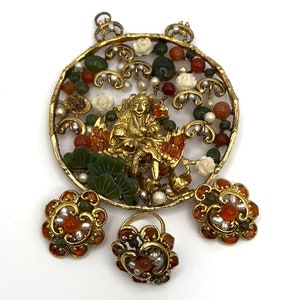 Edward Swoboda Vintage Jewelry Set.gold Plated,gemstone