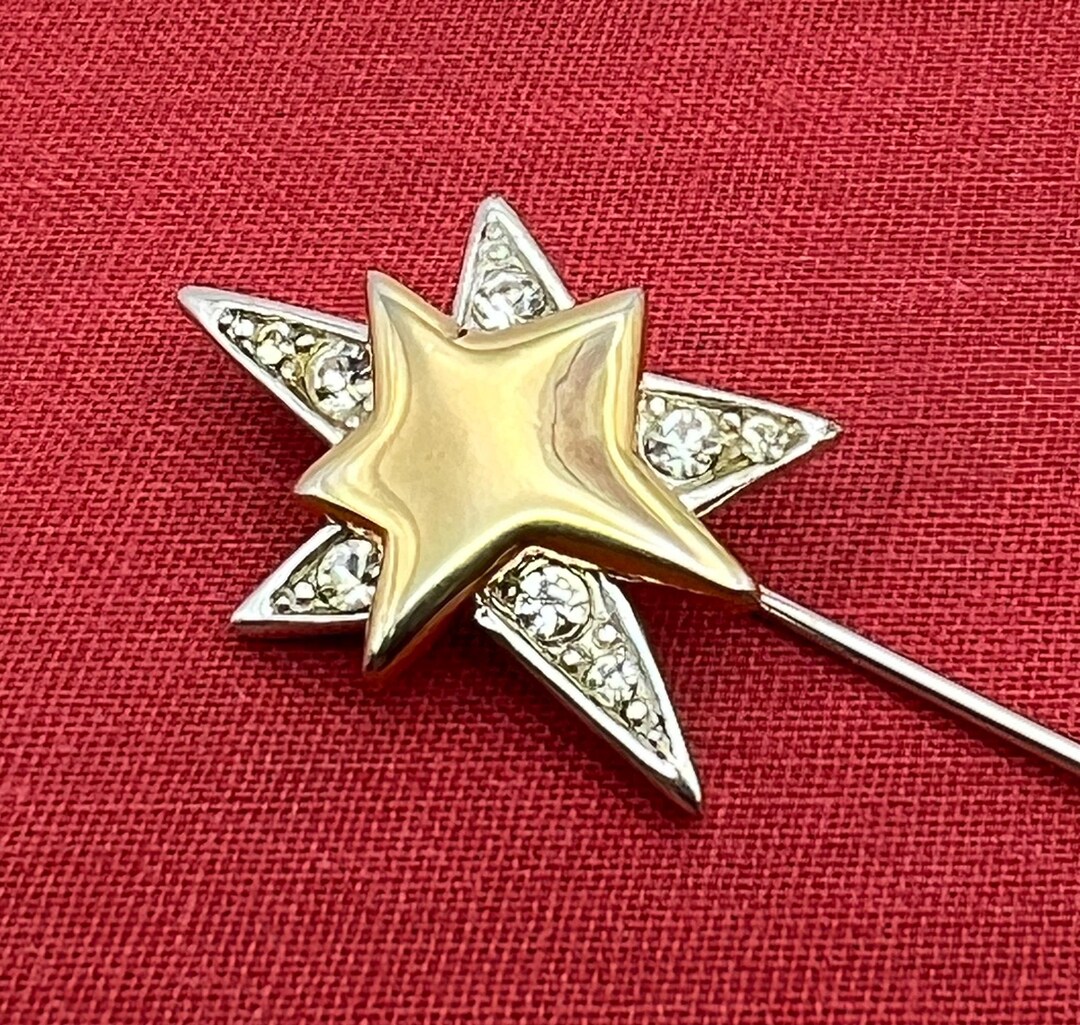MONET STARBURST STICKPIN Atomic Mcm Gold Silver Tone Vintage Stick Pin ...