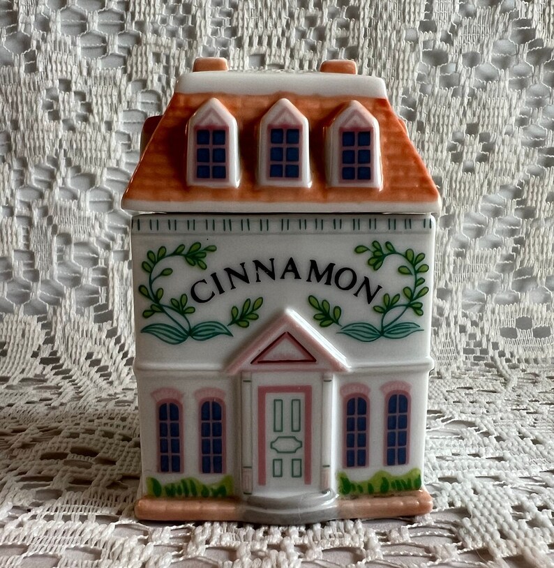 LENNOX SPICE VILLAGE Cinnamon House with Orange Roof Rare White Porcelain 1989 Spice Village Collection Item Collector Gift image 1