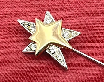 MONET STARBURST-STICKPIN Atomic Mcm goud zilver Toon vintage stick pin getextureerde sprankelende gladde hemelse zeldzame collector cadeau zeer goede staat